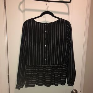 Ann Taylor Black Stripped Long Sleeve Shirt